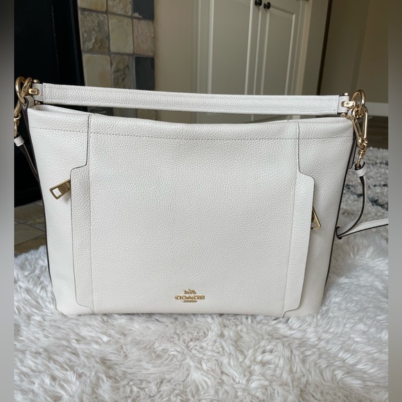 NWT Coach Scout hobo pebbled leather shoulder crossbody chalk - Picture 2 of 16